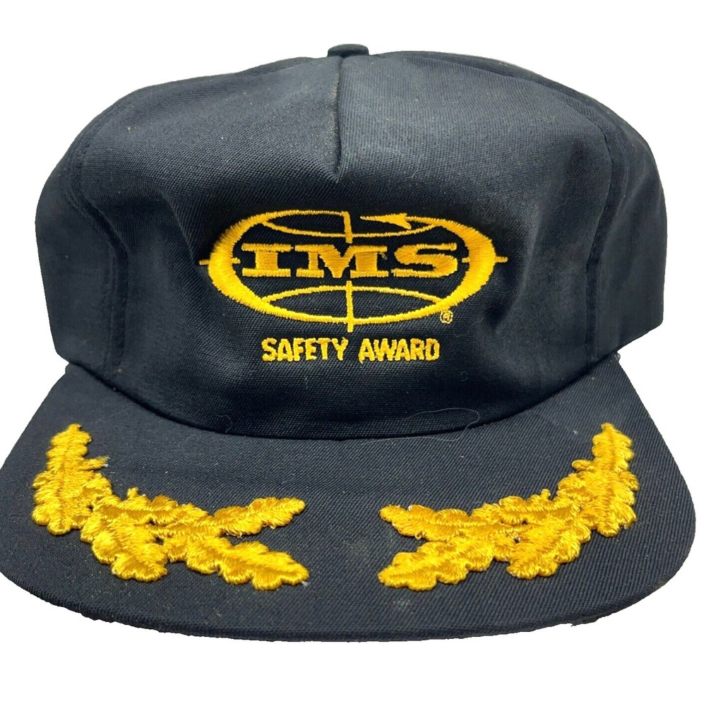 Vintage IMS Coal Mining Hat Cap Snap‎ Back Trucker 80s USA Leafs Safety Award *